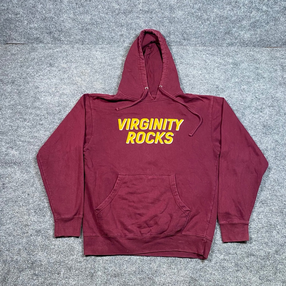 Danny Duncan Virginity Rocks Hoodie Maroon Burgundy Yellow Graphic Mens Size M